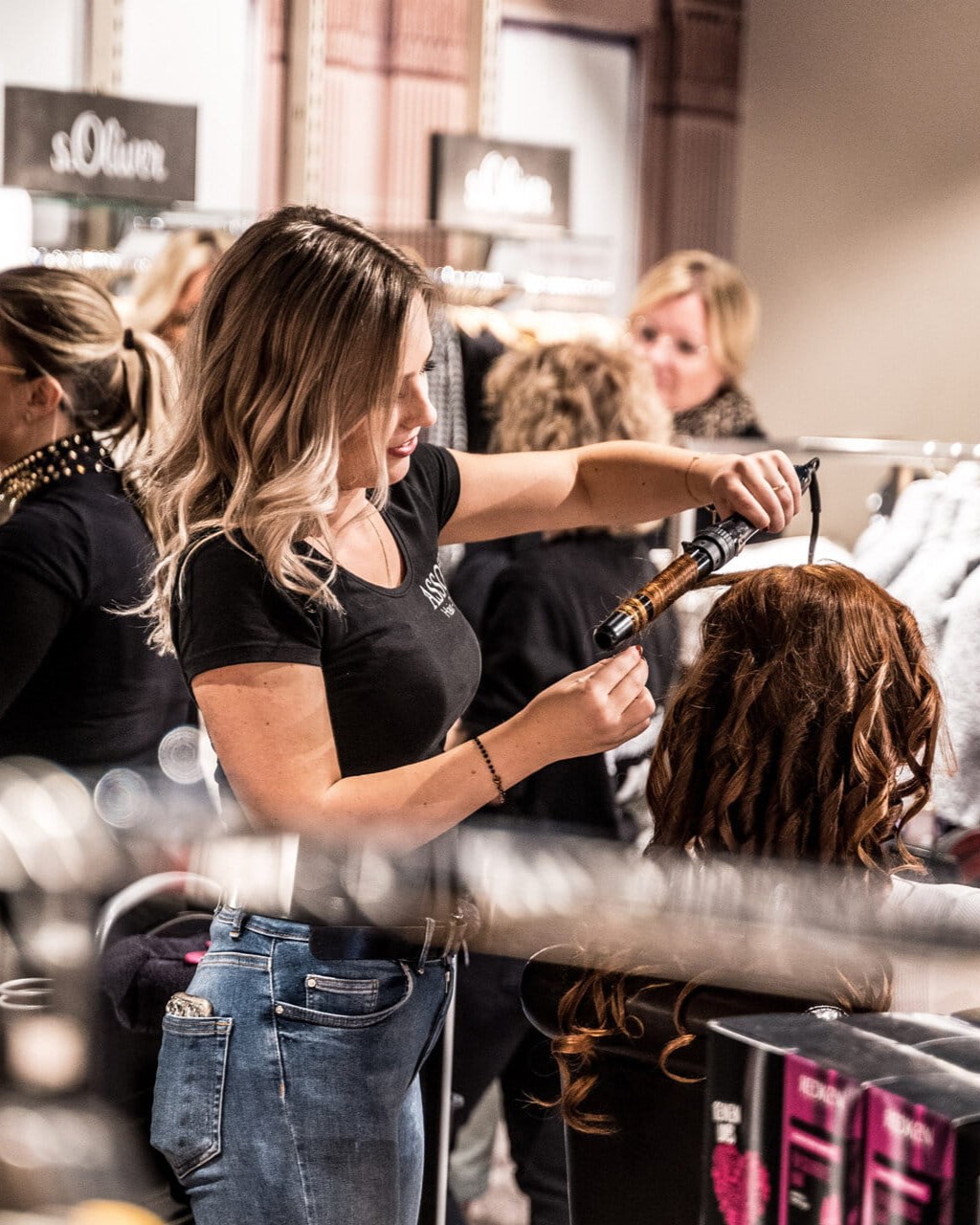 woman-styling-hair